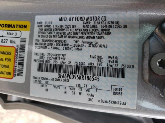 Photo 10 from auction – 2019 FORD FUSION TIT with VIN 3FA6P0D95KR186545