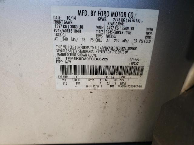 Photo 10 from auction – 2015 FORD EXPLORER X with VIN 1FM5K8D89FGB06229