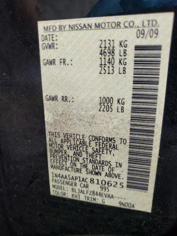 Photo 10 from auction – 2010 NISSAN MAXIMA S with VIN 1N4AA5AP1AC810625