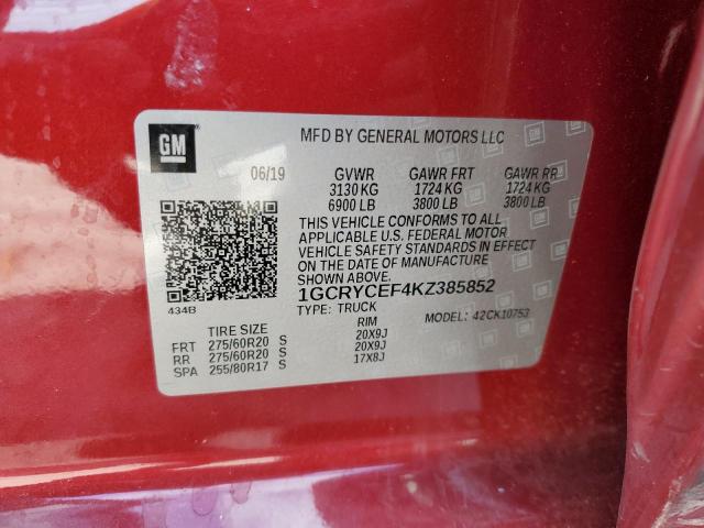 Photo 10 from auction – 2019 CHEVROLET SILVERADO with VIN 1GCRYCEF4KZ385852