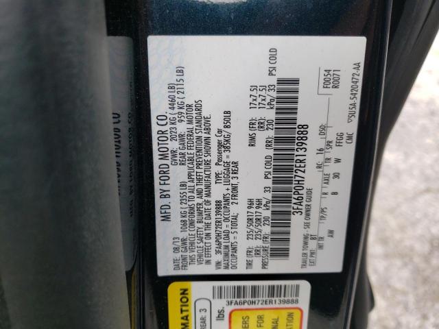 Photo 10 from auction – 2014 FORD FUSION SE with VIN 3FA6P0H72ER139888