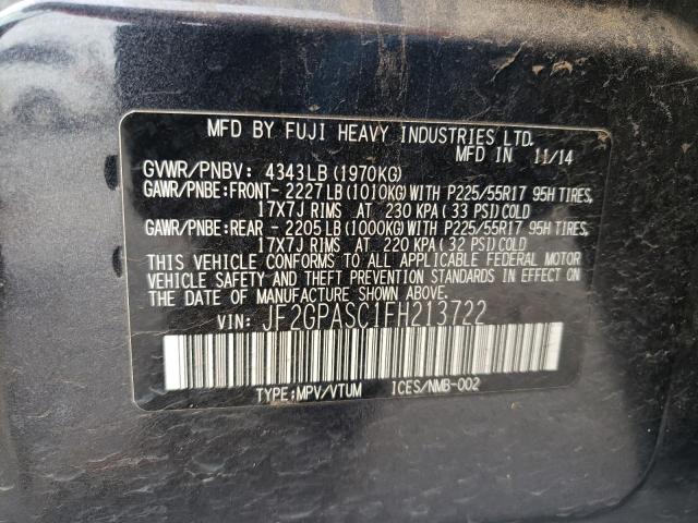 Photo 10 from auction – 2015 SUBARU XV CROSSTR with VIN JF2GPASC1FH213722