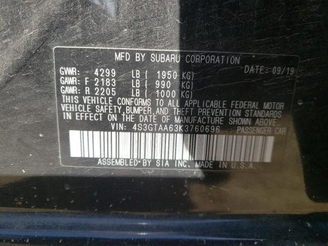 Photo 10 from auction – 2019 SUBARU IMPREZA with VIN 4S3GTAA63K3760696