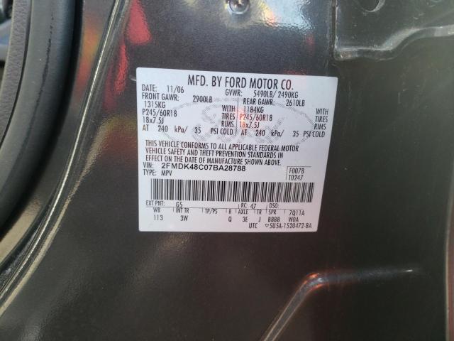 Photo 10 from auction – 2007 FORD EDGE SEL with VIN 2FMDK48C07BA28788