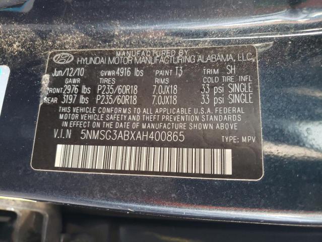 Photo 10 from auction – 2010 HYUNDAI SANTA FE G with VIN 5NMSG3ABXAH400865