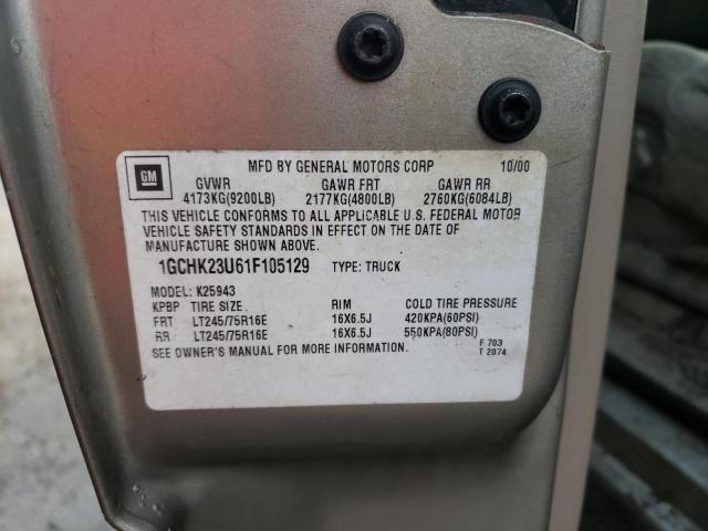 Photo 10 from auction – 2001 CHEVROLET SILVERADO with VIN 1GCHK23U61F105129