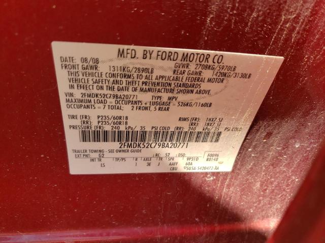 Photo 10 from auction – 2009 FORD FLEX SEL with VIN 2FMDK52C79BA20771