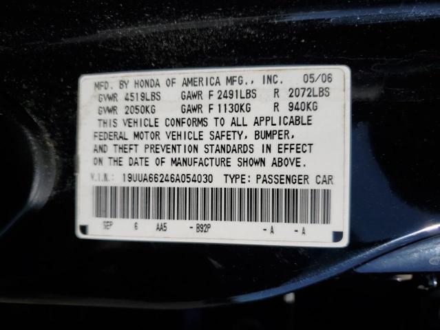 Photo 10 from auction – 2006 ACURA 3.2TL with VIN 19UUA66246A054030