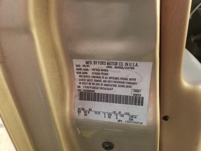 Photo 10 from auction – 2001 FORD FOCUS ZTS with VIN 1FAFP38361W363607