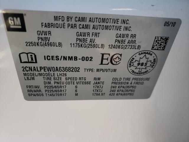 Photo 10 from auction – 2010 CHEVROLET EQUINOX LT with VIN 2CNALPEW0A6368202