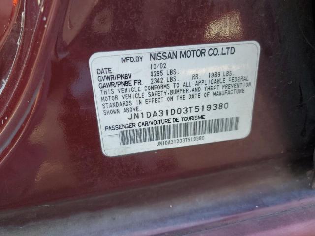 Photo 10 from auction – 2003 NISSAN MAXIMA GLE with VIN JN1DA31D03T519380