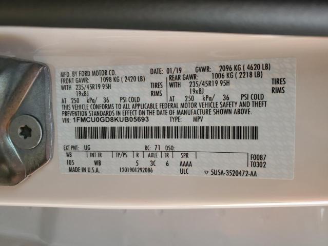 Photo 10 from auction – 2019 FORD ESCAPE SE with VIN 1FMCU0GD8KUB05693