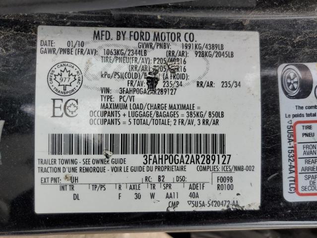 Photo 10 from auction – 2010 FORD FUSION S with VIN 3FAHP0GA2AR289127
