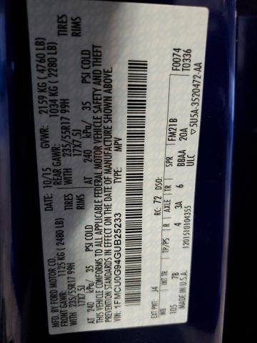 Photo 10 from auction – 2016 FORD ESCAPE SE with VIN 1FMCU0G94GUB25233