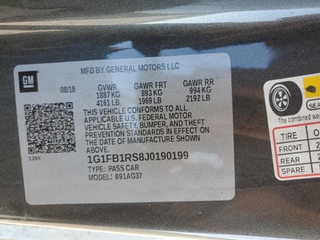 Photo 10 from auction – 2018 CHEVROLET CAMARO LT with VIN 1G1FB1RS8J0190199