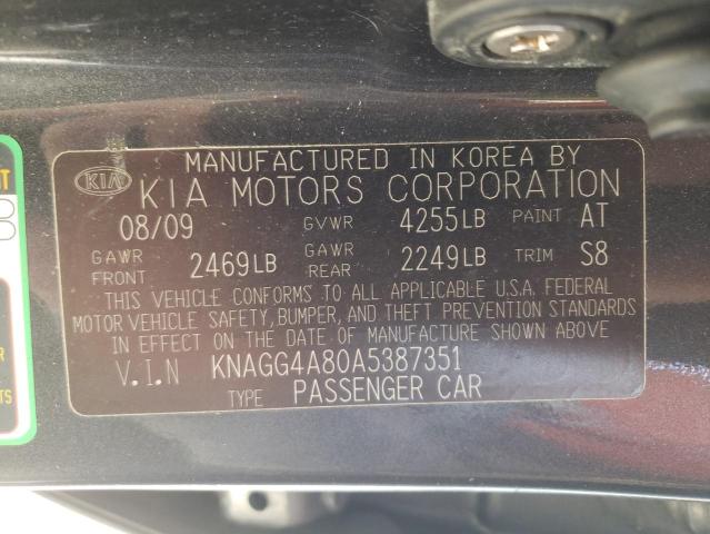 Photo 10 from auction – 2010 KIA OPTIMA LX with VIN KNAGG4A80A5387351