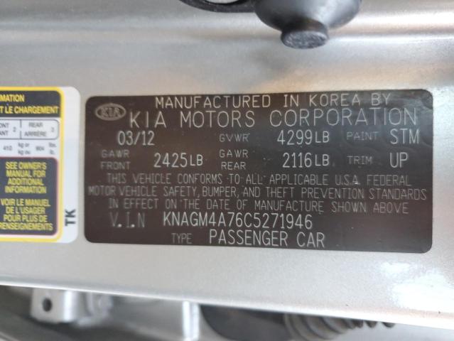 Photo 10 from auction – 2012 KIA OPTIMA LX with VIN KNAGM4A76C5271946