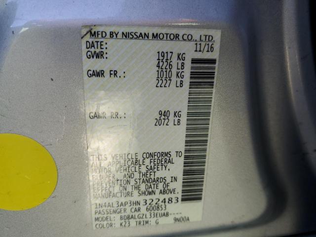 Photo 10 from auction – 2017 NISSAN ALTIMA 2.5 with VIN 1N4AL3AP3HN322483