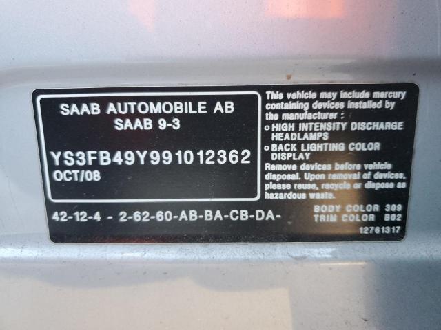 Photo 10 from auction – 2009 SAAB 9-3 2.0T with VIN YS3FB49Y991012362