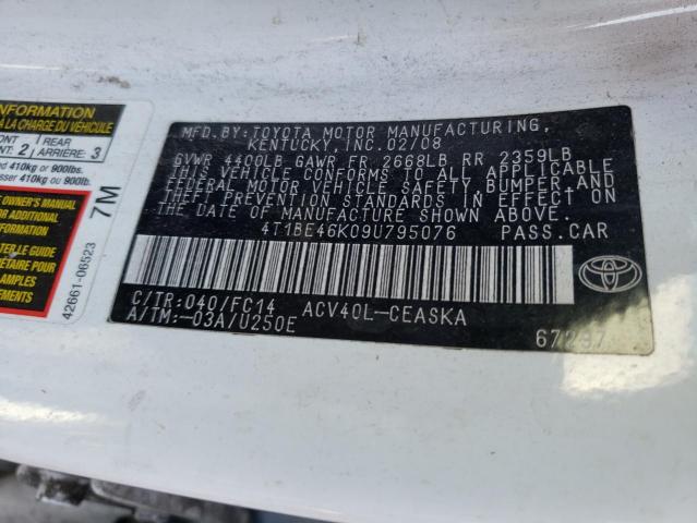 Photo 10 from auction – 2009 TOYOTA CAMRY BASE with VIN 4T1BE46K09U795076