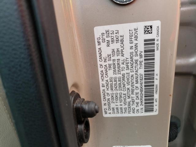 Photo 10 from auction – 2019 HONDA CR-V EXL with VIN 2HKRW2H85KH618237