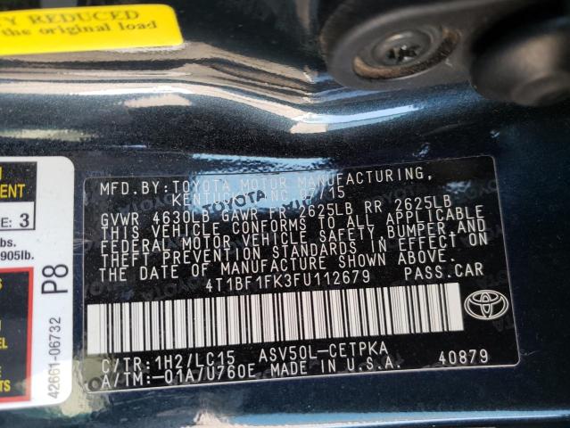 Photo 10 from auction – 2015 TOYOTA CAMRY with VIN 4T1BF1FK3FU112679