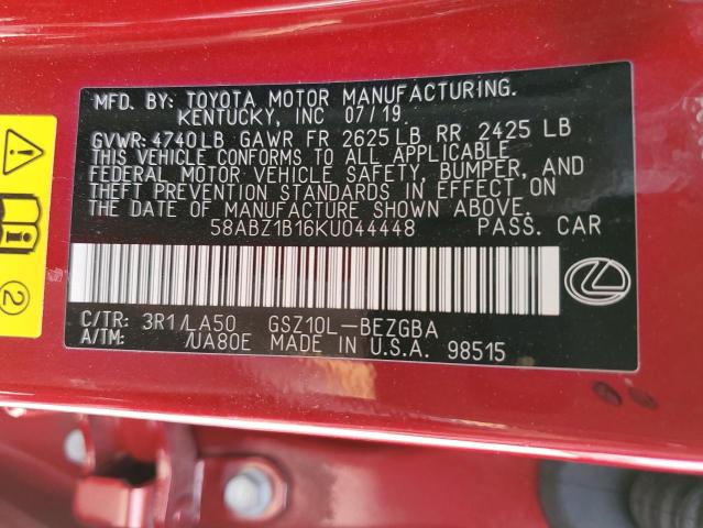 Photo 10 from auction – 2019 LEXUS ES 350 with VIN 58ABZ1B16KU044448