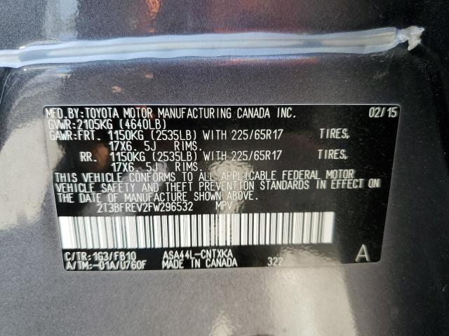 Photo 10 from auction – 2015 TOYOTA RAV4 LE with VIN 2T3BFREV2FW296532