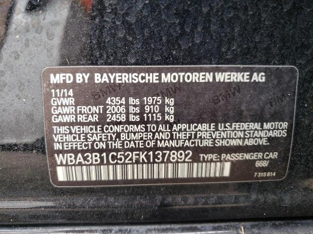 Photo 10 from auction – 2015 BMW 320 I with VIN WBA3B1C52FK137892