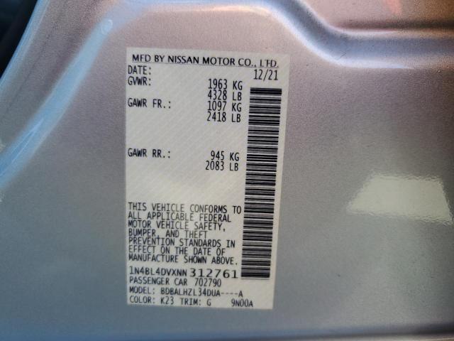 Photo 10 from auction – 2022 NISSAN ALTIMA SV with VIN 1N4BL4DVXNN312761