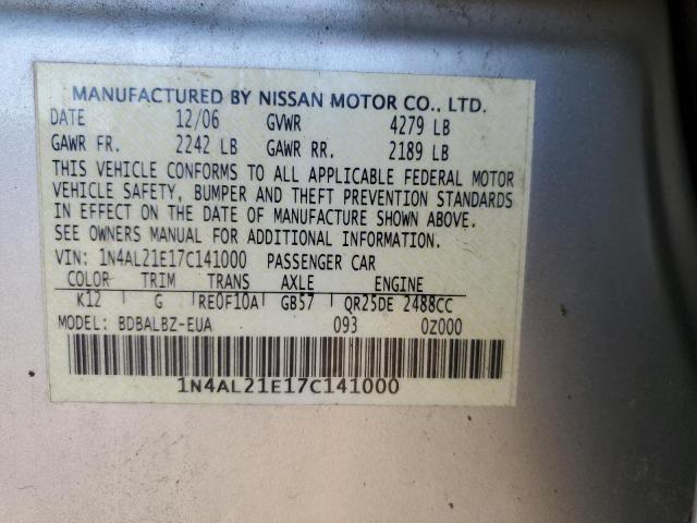 Photo 10 from auction – 2007 NISSAN ALTIMA 2.5 with VIN 1N4AL21E17C141000