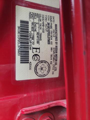 Photo 10 from auction – 2012 NISSAN VERSA S with VIN 3N1BC1CP2CL375820