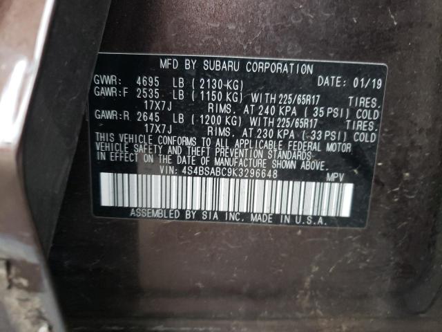 Photo 10 from auction – 2019 SUBARU OUTBACK 2. with VIN 4S4BSABC9K3296648
