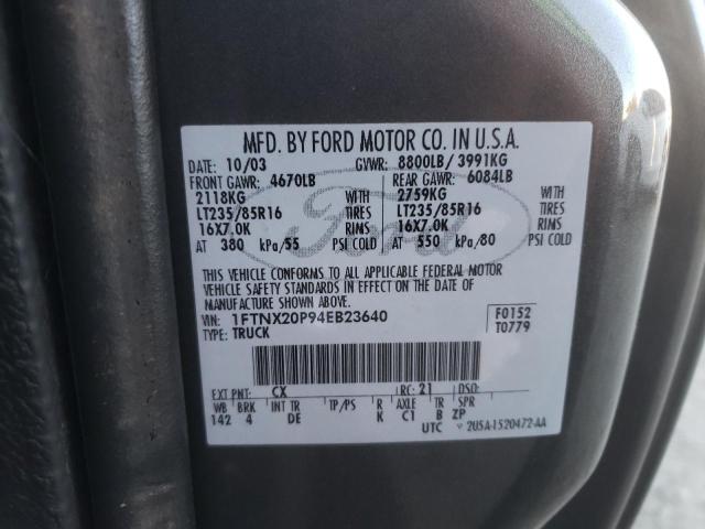 Photo 10 from auction – 2004 FORD F250 SUPER with VIN 1FTNX20P94EB23640