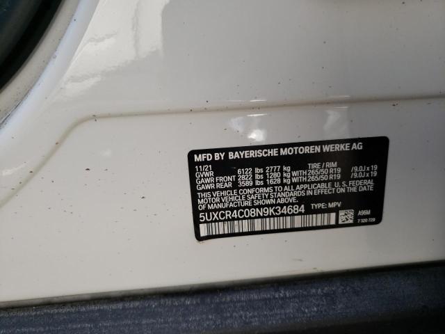 Photo 10 from auction – 2022 BMW X5 SDRIVE with VIN 5UXCR4C08N9K34684