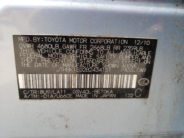 Photo 10 from auction – 2011 LEXUS ES 350 with VIN JTHBK1EG2B2434151