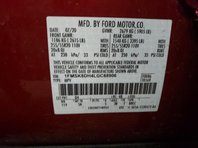 Photo 10 from auction – 2020 FORD EXPLORER X with VIN 1FMSK8DH4LGC88906