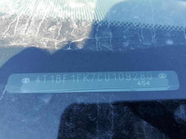Photo 10 from auction – 2012 TOYOTA CAMRY BASE with VIN 4T1BF1FK7CU109280