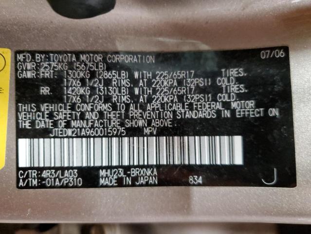 Photo 10 from auction – 2006 TOYOTA HIGHLANDER with VIN JTEDW21A960015975