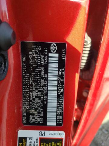 Photo 10 from auction – 2012 TOYOTA CAMRY BASE with VIN 4T1BF1FK6CU631088