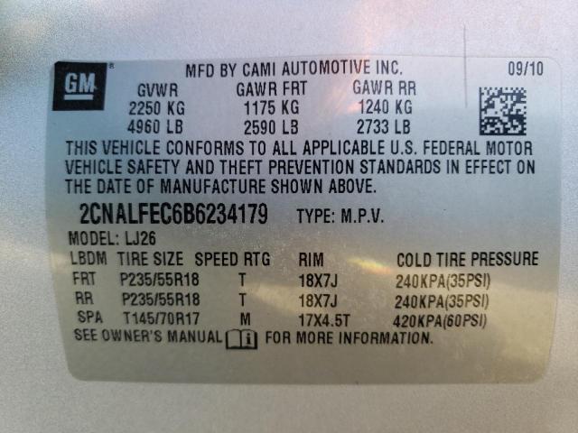 Photo 10 from auction – 2011 CHEVROLET EQUINOX LT with VIN 2CNALFEC6B6234179
