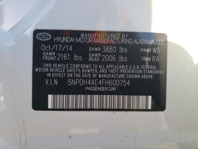 Photo 10 from auction – 2015 HYUNDAI ELANTRA SE with VIN 5NPDH4AE4FH600754