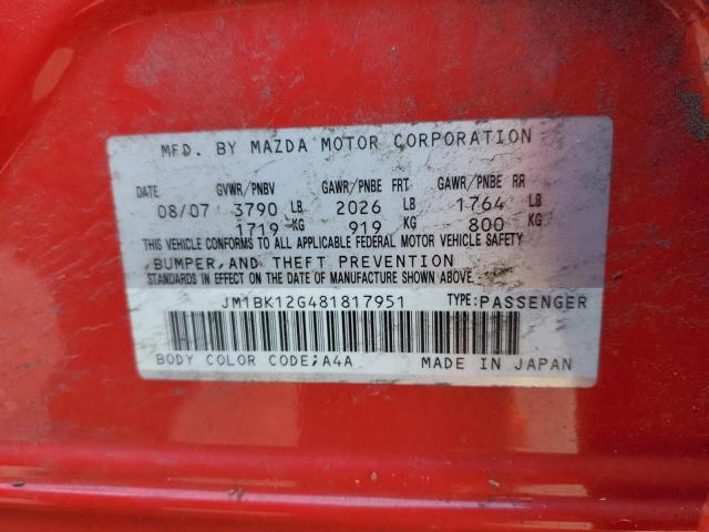 Photo 10 from auction – 2008 MAZDA 3 I with VIN JM1BK12G481817951
