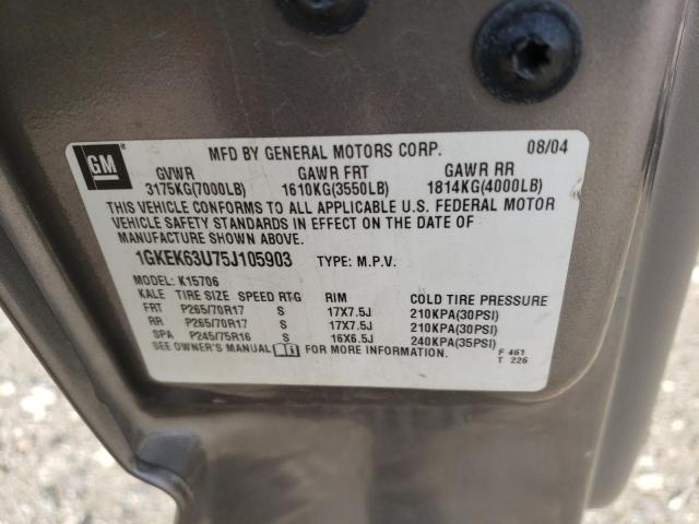 Photo 10 from auction – 2005 GMC YUKON DENA with VIN 1GKEK63U75J105903