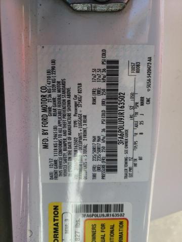 Photo 10 from auction – 2018 FORD FUSION SE with VIN 3FA6P0LU9JR163502