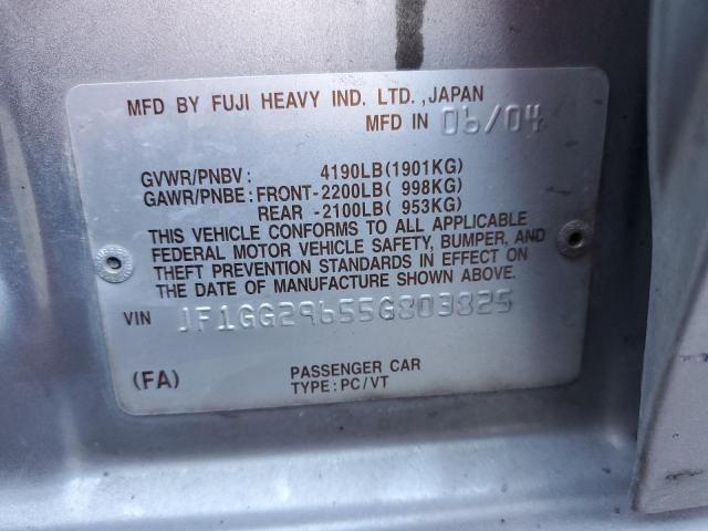 Photo 10 from auction – 2005 SUBARU IMPREZA WR with VIN JF1GG29655G803825