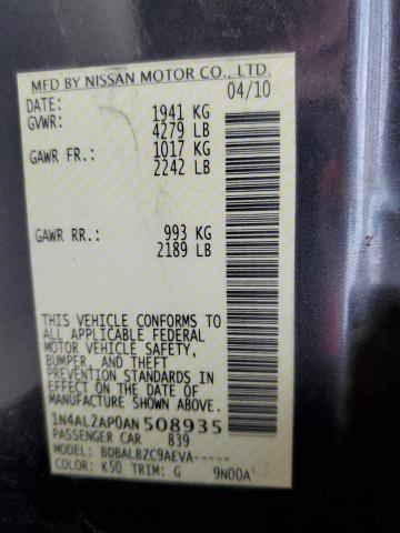 Photo 10 from auction – 2010 NISSAN ALTIMA BAS with VIN 1N4AL2AP0AN508935