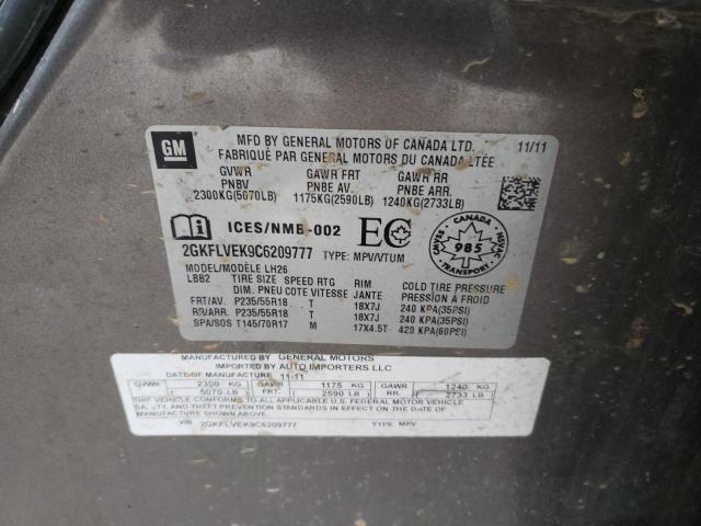 Photo 10 from auction – 2012 GMC TERRAIN SL with VIN 2GKFLVEK9C6209777