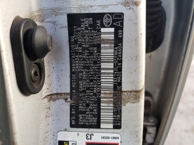 Photo 10 from auction – 2012 TOYOTA CAROLLA with VIN 2T1BU4EE5CC765403