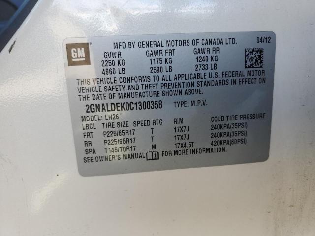 Photo 10 from auction – 2012 CHEVROLET EQUINOX LT with VIN 2GNALDEK0C1300358